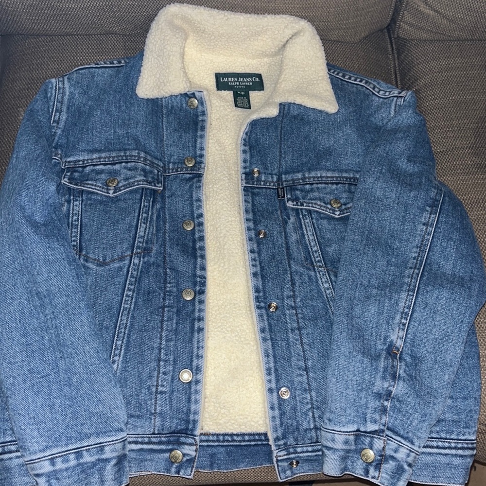 Lauren Ralph Lauren vintage Sherpa Lined Denim Jean Jacket